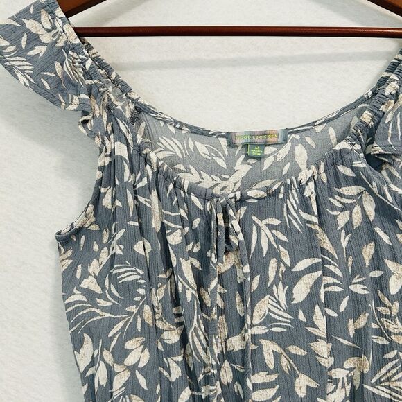 Good Luck Gem Top Women M Multicolored Peplum Cut Out Boho Beach Vacay Tropical - Picture 8 of 13